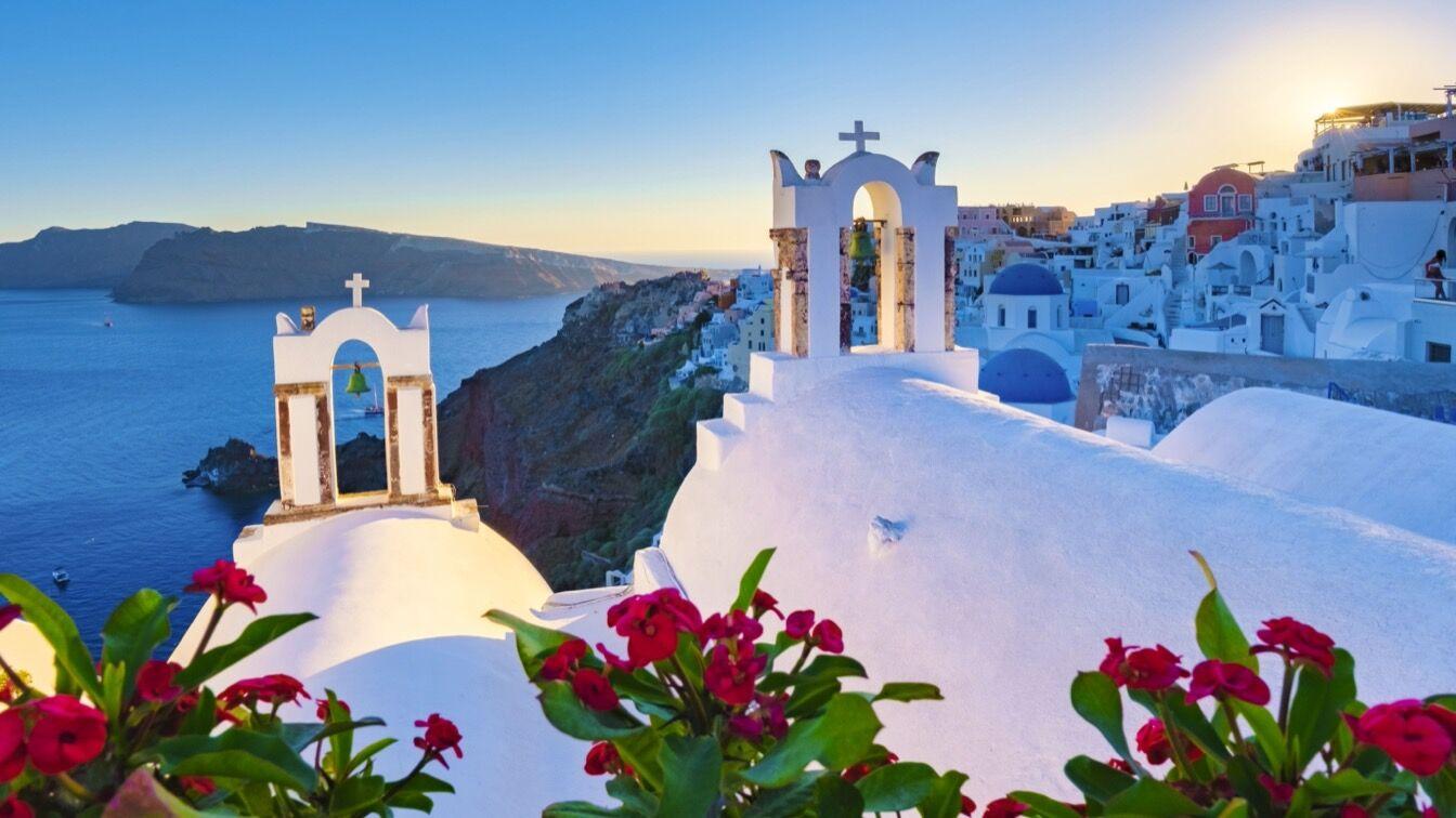 coucher de soleil à santorin