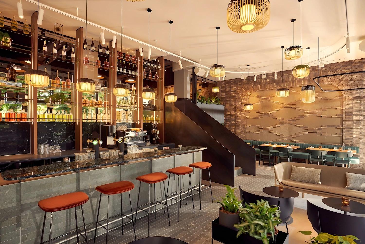 Bar élégant au Met Hotel Amsterdam