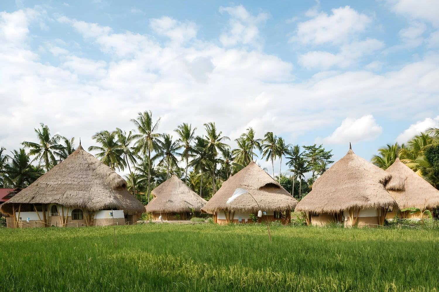 Vue extérieure d'un bâtiment moderne entouré de nature à Mana Earthly Paradise