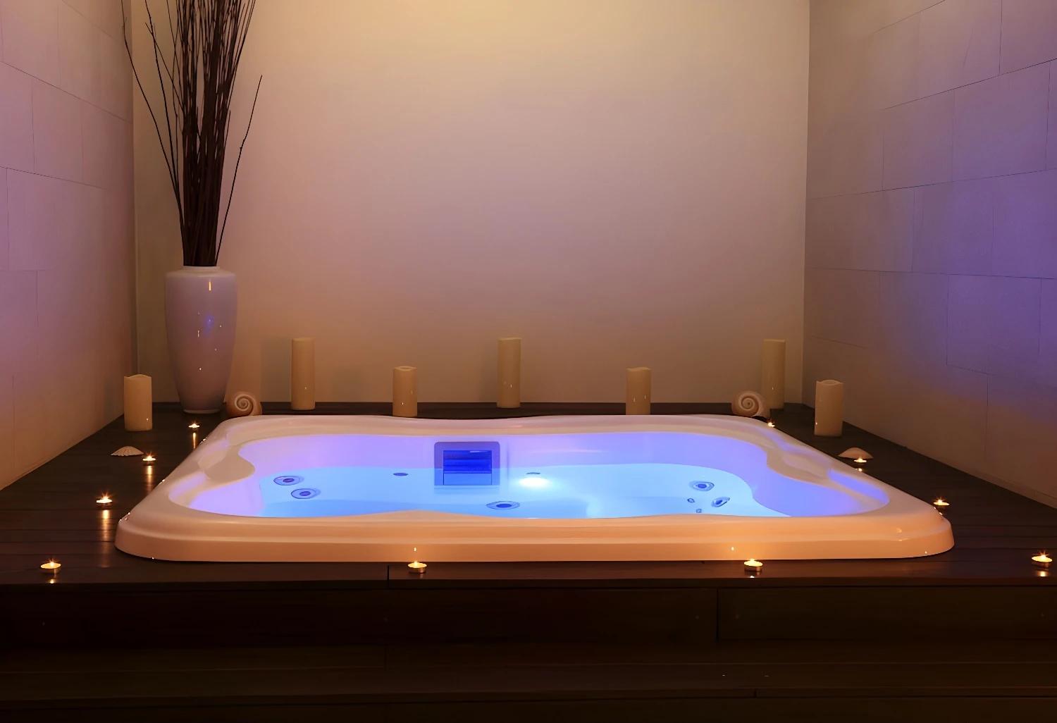 Jacuzzi éclairé pour une expérience relaxante au Labranda Senses Resort.