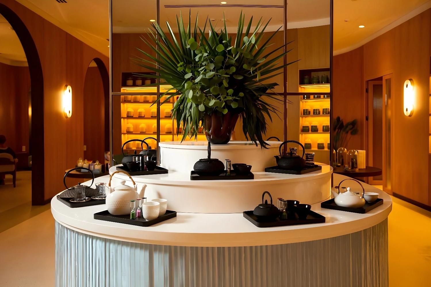 Salon de thé raffiné au Rixos Premium Dubrovnik.