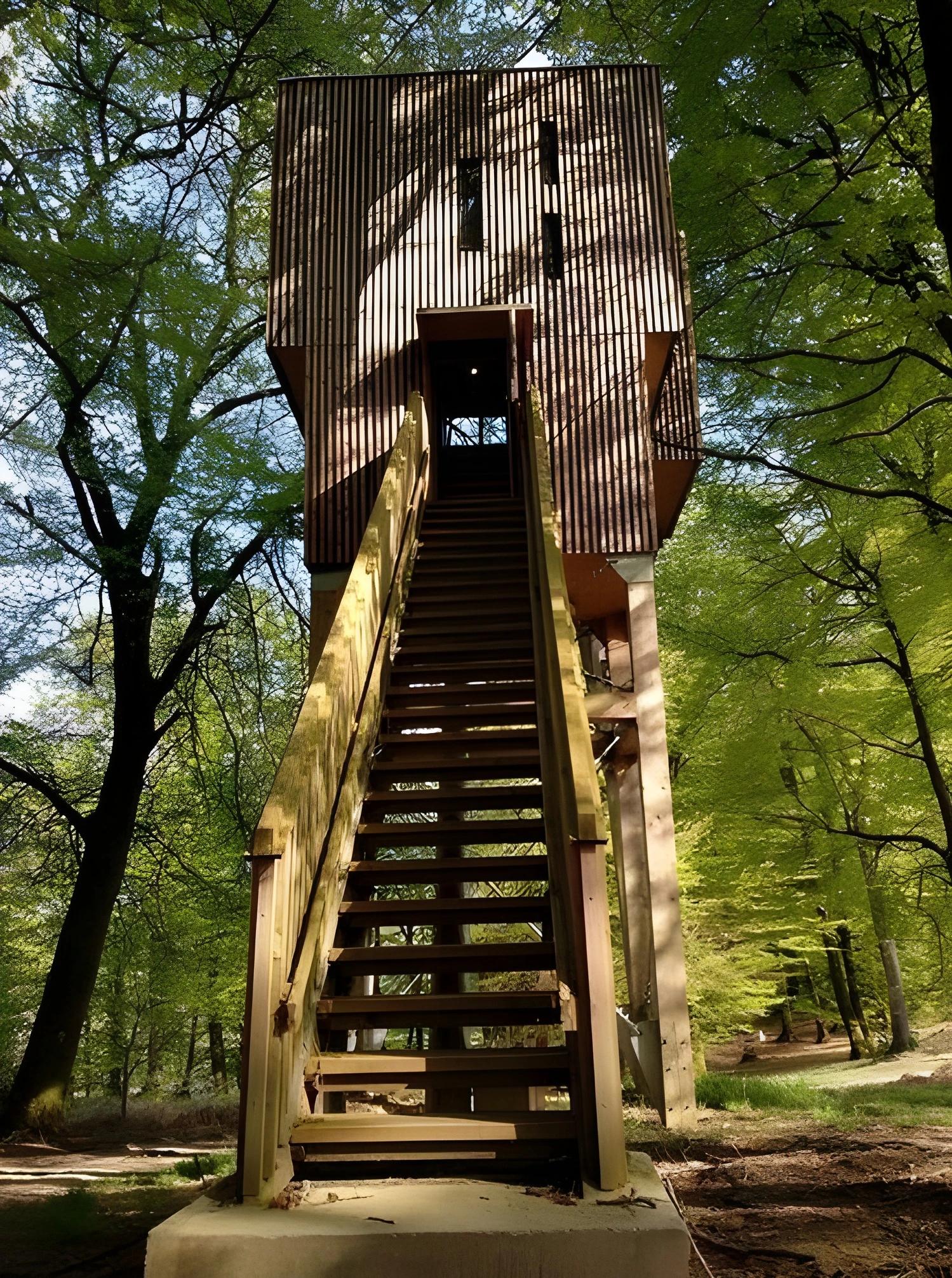 Tour en bois dans la forêt à L'Etape en Forêt.